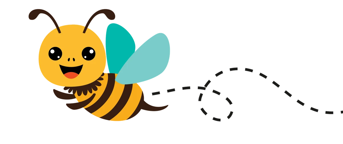 Illustration of a honey bee in flight, Pebadale Apiaries